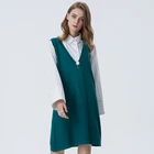 2019 Autumn women sleeveless uniform sweater deep V-neck knit vest pullover solid casual sweater