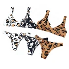2019 Popular Leopard Print Sport Beach Wear Split Two Piece Brazilian Set Swimwear Women Sexy Bikini