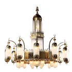 Foyer luxury large chandelier golden pendant crystal light mosque chandelier