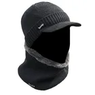 Detachable yiwu knitting knitted winter brim scarf and hats set for men