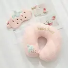 Factory direct creative neck support portable travel plane office lunch break pillow send eye mask fruit u-shaped pillow