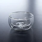 Eco-friendly heat resistant glass borosilicate double wall ice cream bowl little salad bowl