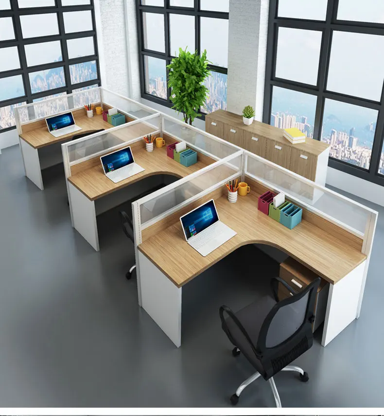 现代简约木制面板办公台l形家具办公桌带抽屉柜办公家具办公台