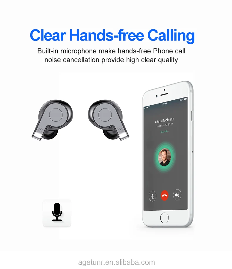 AGETUNR S11 Bluetooth V5.0 true wireless earbuds HD sound quality TWS earphones with mic charging box Headphones Running Silver - ANKUX.COM