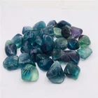 Natural Polished Gemstone Bule Rainbow Fluorite Gravel Raw Crystal Tumbled Stones
