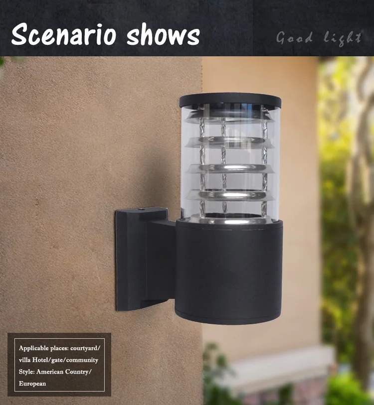 E27 Aluminum Modern Surface Mount Outdoor Landscape Garden Wall Lamp