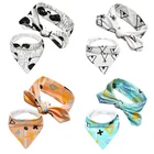 Fashion cotton infant kids baby cotton feeding dribble saliva towel bandana headband set triangle bibs