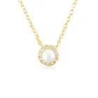 Silver Silver Luxury Jewelry Tiny Pendant Halo Diamond Pearl Necklace Silver 2020