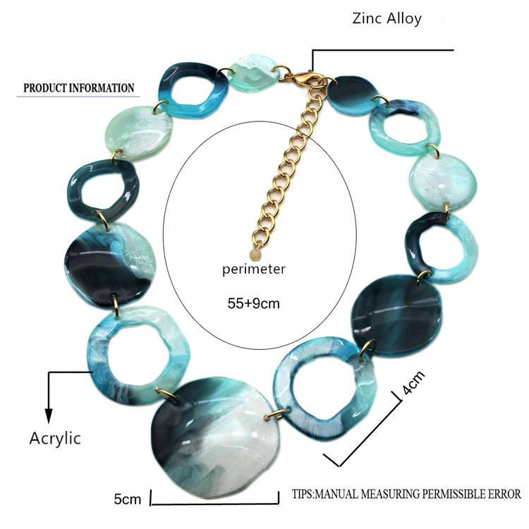 Manufacturer ODM boho Short choker chain necklace for women fashion custom acrylic necklace