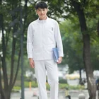 100% polyester Health Center staff overalls top pants round neck set Hospital male nurse uniform