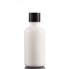 Opal white round shape glass cosmetic essential oil dropper bottle 10ml 15ml 30ml 50ml 100ml with black screw cap