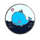 Pins Manufacturer Custom Round Hard Enamel Pin Cartoon Blue Whale Metal Lapel Pin