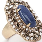 12k gold ox plating blue quartz stone vintage ring women jewelry large rings