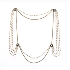 txl0086 Wedding Bridal Gold Plated Moda Bijoux Joyas Crystal Rhinestone Shoulder Body Chain Statement Necklace