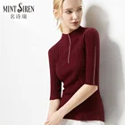 Women's wool mid-sleeve half-high collar spring and autumn thin bottoming sweater women