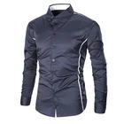 spring autumn long full sleeve t shirt contrast patchwork solid plaid official plus size dress shirts for men