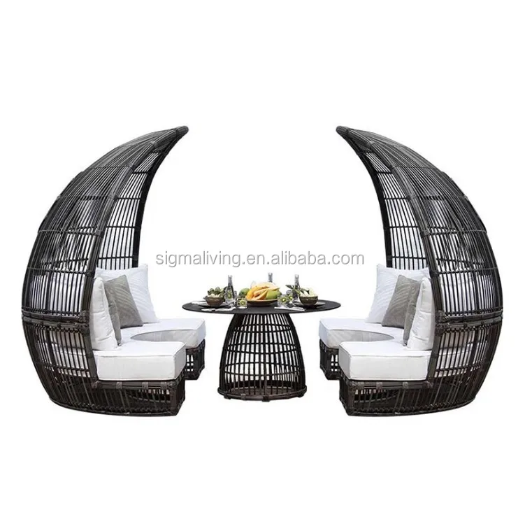 Fancy design modern outdoor garden wicker sun lounger chaise lounge furniture