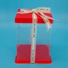 Wholesale from Factory PET Clear Border RED Lid Square Cake Box For Wedding Cake Clear Plastic Gifts Packaging Boxes