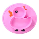 Food Grade Silicone Baby Feeding Tray Divided Round Duck Shape Toddler Plate