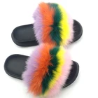 Plush Slipper Slippers Plush Rabbit Fur Slipper Faux Slippers Open Toe Pink And Green Bag Set