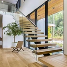 China Factory Customize Glass Escalier Luxury Floating Stairs Straight Staircase
