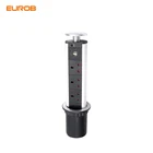 Electrical British standard hidden desktop socket power pop up outlet with 2 USB chargers