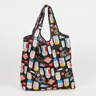 High quality 190T medium size waterproof environmental friendly reusable polyester shopping bag foldable shopping bag