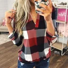 Womens Flannels Long/Roll Up Sleeve Plaid Shirts Cotton Check Gingham Top S-5XL