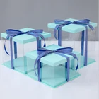 Luxury food grade square plastic PET transparent wedding cake boxes