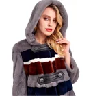 Factory Sales Mink Fur Skin Mink Fur Cute Plush Knitted Mink Fur Shawl Winter Clothing for Woman