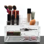 professional clear transparent acrylic makeup case container with 3 drawer