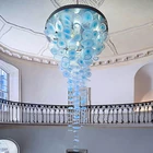Large customization attractive exhibition hall mall blue crystal chandelier light