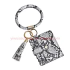 STOCK Wristlet Keychain Purse Bangle Keychain PU leather Tassel O Keyring Bracelets Card Wallet For Women