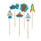 Baby Shower Space Robot Rocket Cupcake Toppers Party Cake Decoration For Baby Birthday Baby Shower Kids Birthday