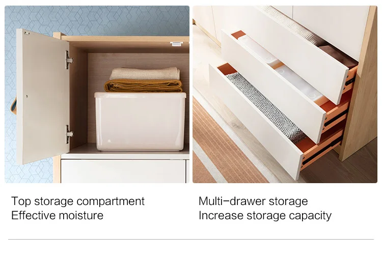 Linsy Home Nordic Simple Bedroom 4 Door Wardrobe Storage Level Door Modern Large Wardrobe