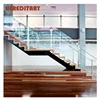 Prefab steel glass stair stringers wrought iron modular staircase design