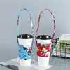 ECO Friendly Milk Bubble Tea Cotton Tote Hand Carry Bag Coffee Cup Water Mug Tumbler Holder Sleeve Carrier Bag With Logo