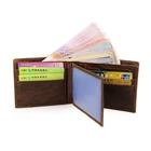 Handmade full grain leather trifold wallet with coin pocket, vintage genuine crazy horse leather wallet for men