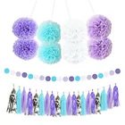 Fairy Unique Fairy Party Mermaid Party Hanging Decoration Set with Tissue Pompoms Paper Circle Dot Tassel Garland