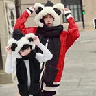Latest style cute cotton wool scarf warm scarf and hat gloves three-piece for winter wholesale
