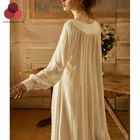 Nightdress White Retro Embroidery Thin Long Nightdress Sexy Palace Style Housewear Pajama Women