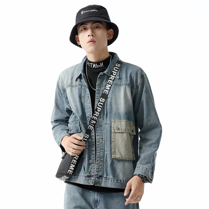 2020 Cotton Rip Denim Jacket Custom logo Unisex Jeans Jacket Man