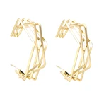2019 New Real Gold Plated Alloy Geometric Hoop Earrings Gold Color Opened Square Dangle Earrings For Women Brincos Jewelry