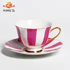 Custom pattern striped coffee cup or tea set / new bone china cafe cup set