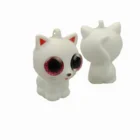 3d eye pop cat pvc keychain, glitter eyes squeeze cat rubber keychain