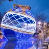 LED giant 3d arch ball shaped cross motif light commercial street culptures decoration