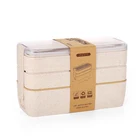 Office Lunch Bento Japanese Lunch Boxes 1000ML Japanese Wheat Straw Stackable 3 Layers Office Bento Lunch Box