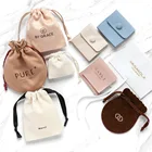 PandaSew 8*10 cm Fine Pink flannle bags with logo customized drawstring bag suede jewelry pouch