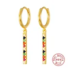 AD. hot hoop earrings sterling silver jewelry statement multicolor drill Tassel Pendant Earrings for women