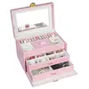 Customized Children's Pink Mirror Jewellery Set Box With Drawers In Custom Logo